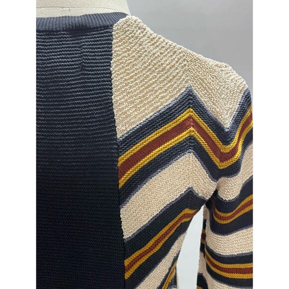 Burberry Prorsum Sz Sm Chevron Striped Long Sleeve Sweater Blue Rust Cream - Picture 7 of 11